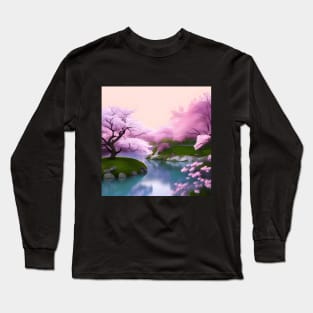 Cherry Blossoms Japanese Garden Long Sleeve T-Shirt